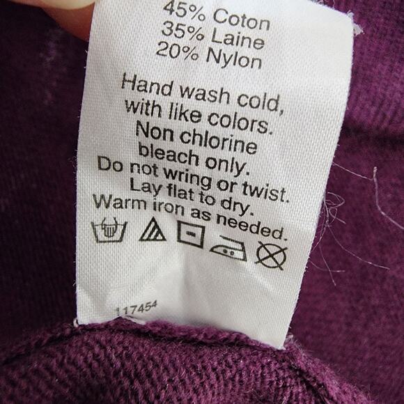 J Crew Sweater Womens Large Teddie Crewneck Cotton Wool Blend Purple Classic - Picture 9 of 9